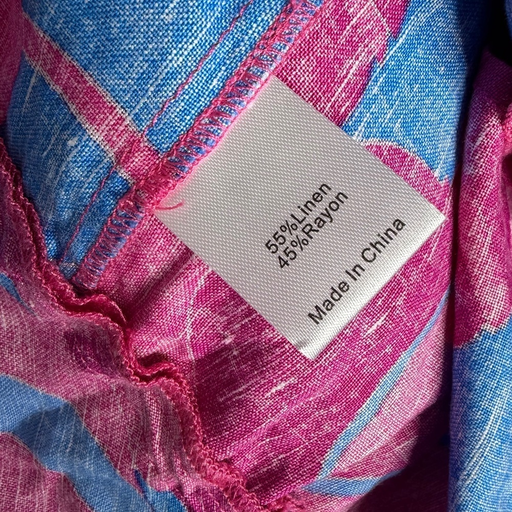 Tuckernuck Cameran Eubanks Linen Pink Blue Floral Wild Azalea Edisto Dress XL - Picture 6 of 6